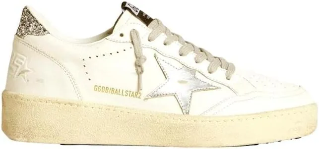 Golden Goose Women's BALLSTAR 2 Leather Upper and SPUR Laminated Star Glitter Heel