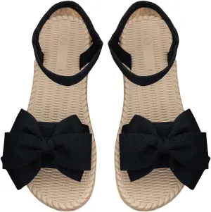 GORGLITTER Women's Bow Braided Flat Sandals Open Toe Lightweight Vacation Beach Slide Sandals