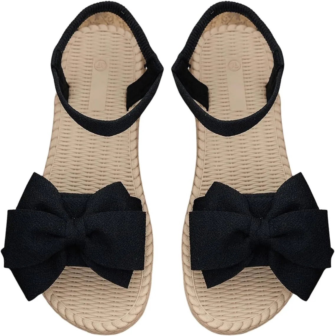GORGLITTER Women's Bow Braided Flat Sandals Open Toe Lightweight Vacation Beach Slide Sandals
