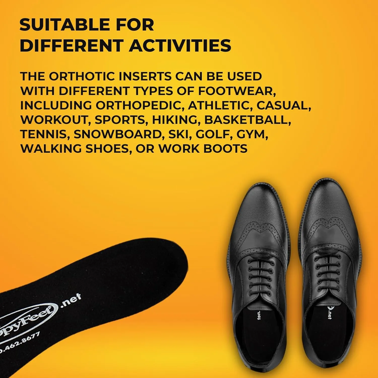 Happy Feet Insoles, Foot Pain Inserts Plantar Fasciitis Flat Feet Orthotic High Arch Support Gel Insert Shoe Insoles for Mens and Womens