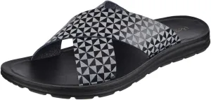 Harssidanzar Slide Sandals For Men,Summer Vintage Printing Sandals Slip on Quick-Dry Cross Slide Sandals KM238US