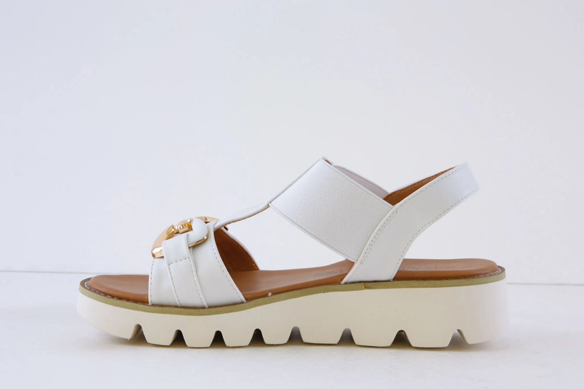 HEAVENLY FEET - LULU2 LOW WEDGE SANDAL - WHITE