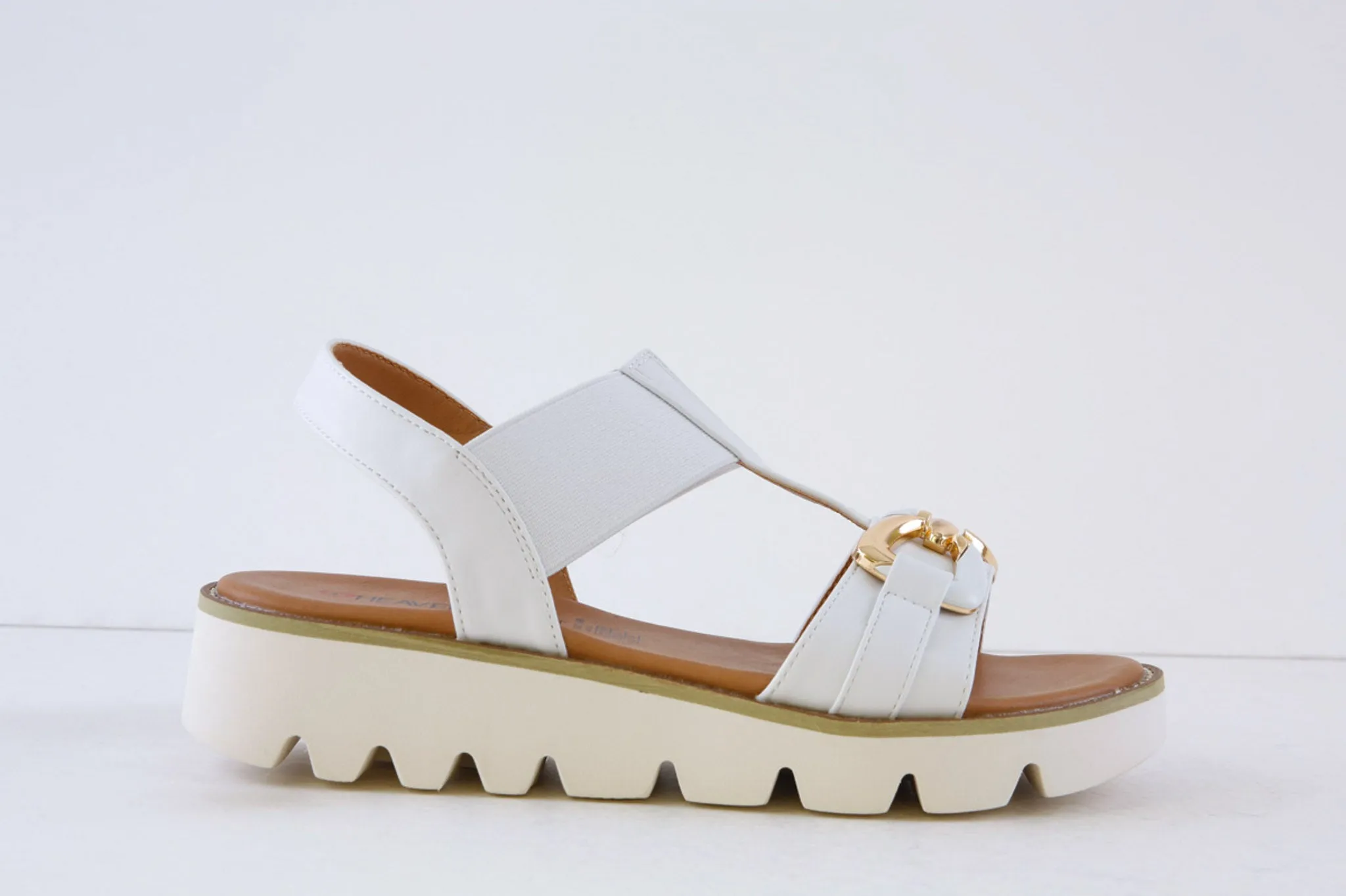HEAVENLY FEET - LULU2 LOW WEDGE SANDAL - WHITE
