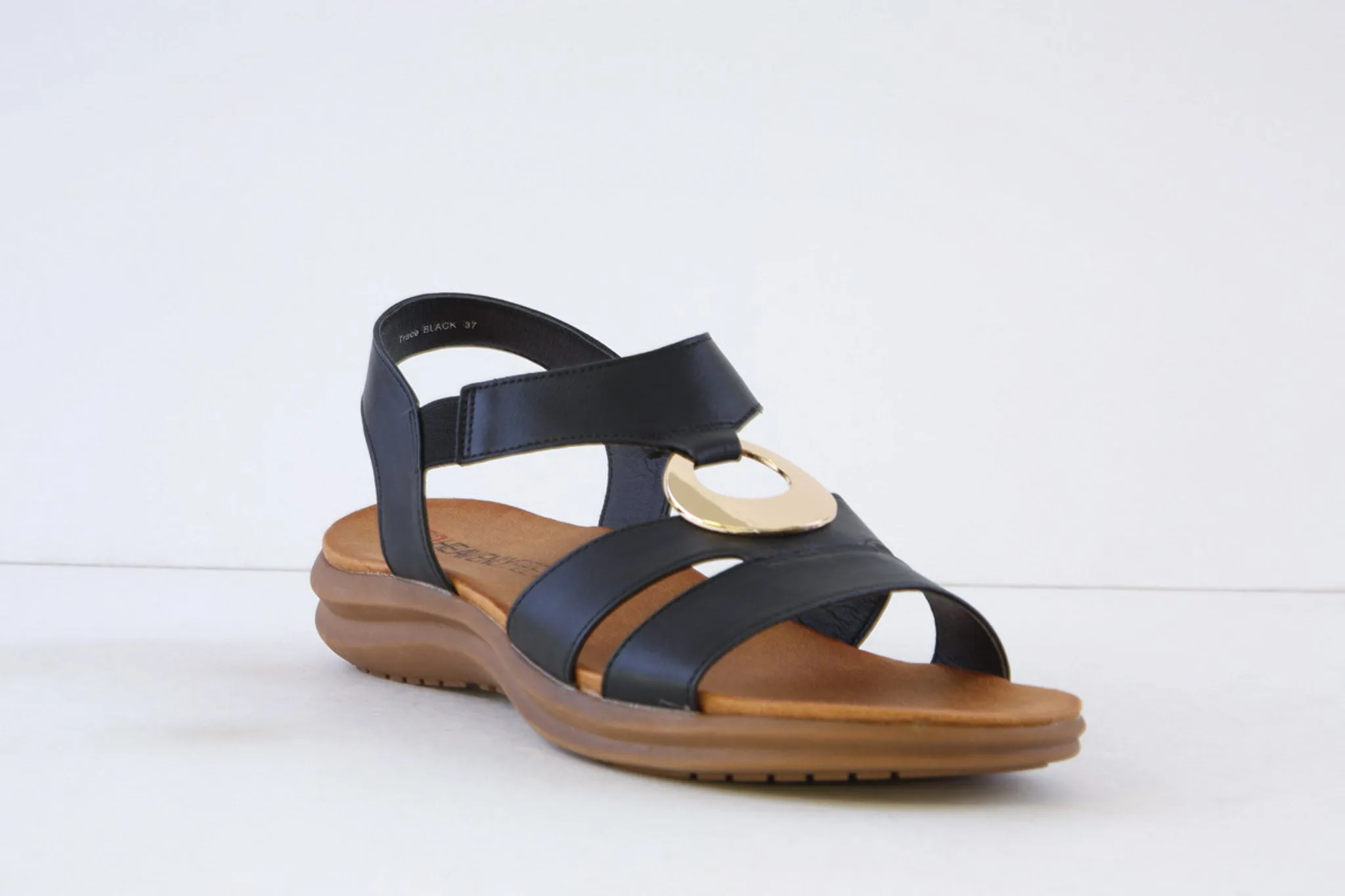 HEAVENLY FEET - TRACE FLAT FASHION SANDAL - BLACK