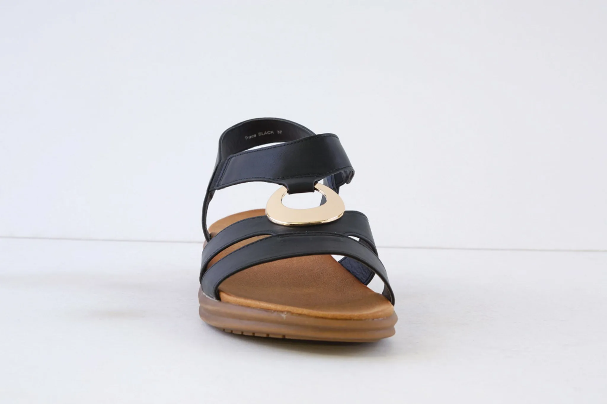 HEAVENLY FEET - TRACE FLAT FASHION SANDAL - BLACK