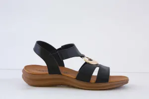 HEAVENLY FEET - TRACE FLAT FASHION SANDAL - BLACK