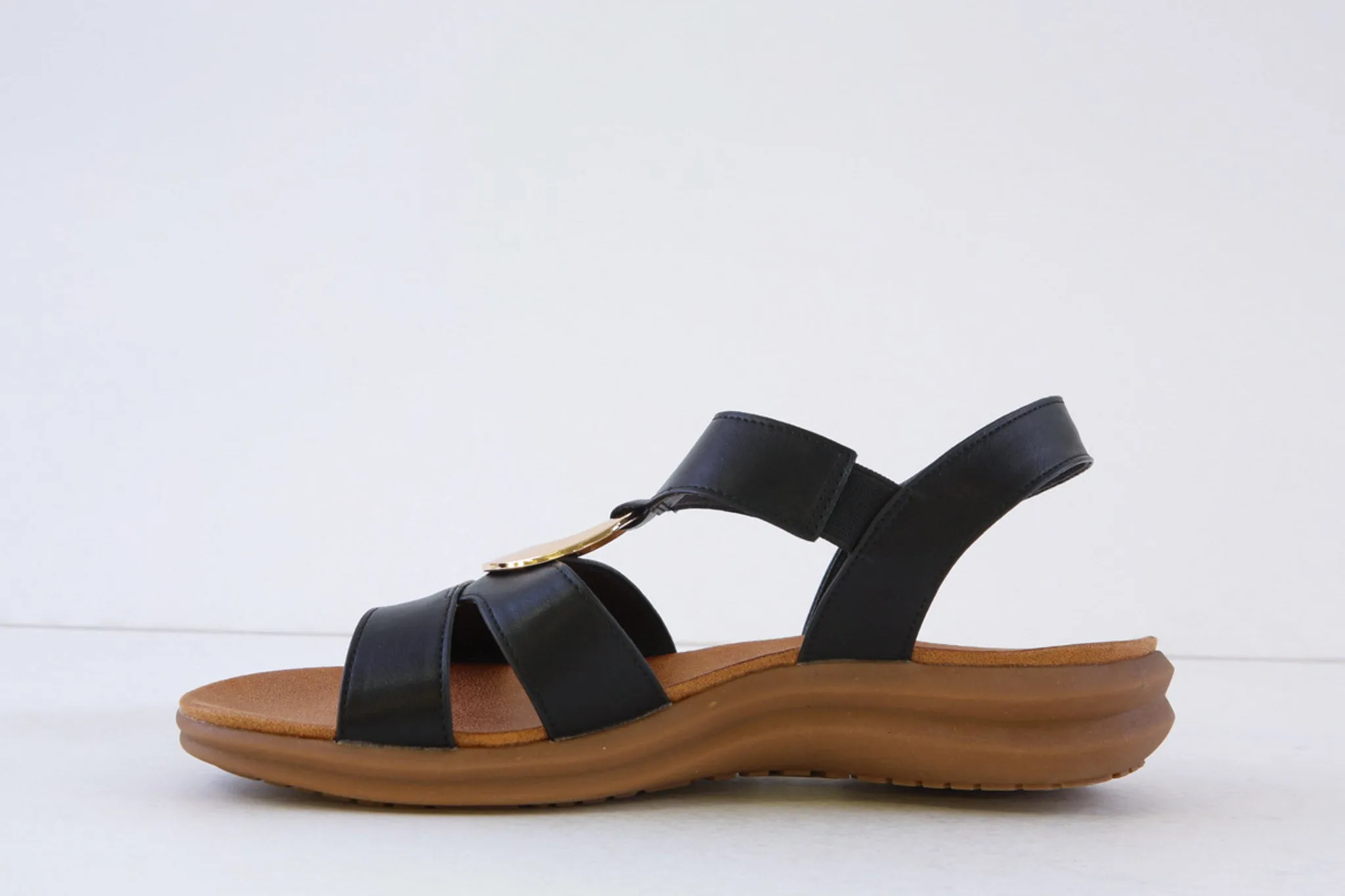 HEAVENLY FEET - TRACE FLAT FASHION SANDAL - BLACK