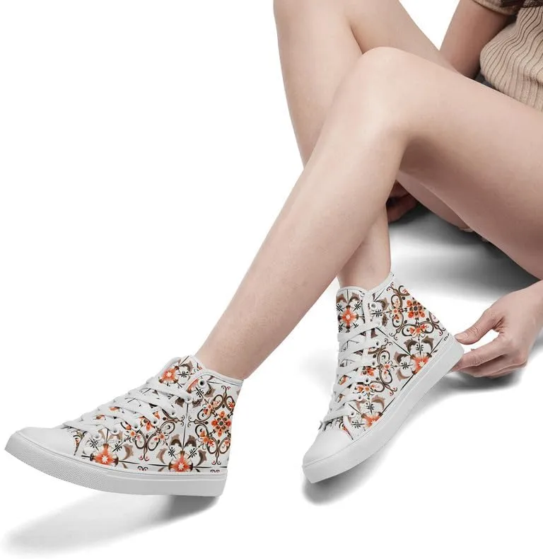 High-top Canvas Shoes for Girls Boys Lightweight Yoga Casual Walking Sneakers Anti-Slip White Flat Footwear Unisex