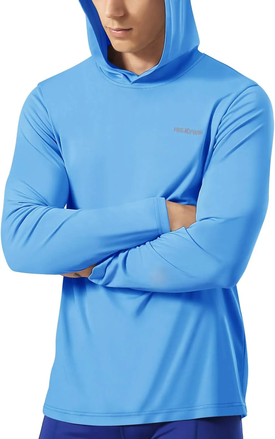 HISKYWIN Men's Long Sleeve Shirts Lightweight UPF 50  Sun Protection SPF Outdoor T-Shirts Fishing Hiking Running Tee Tops