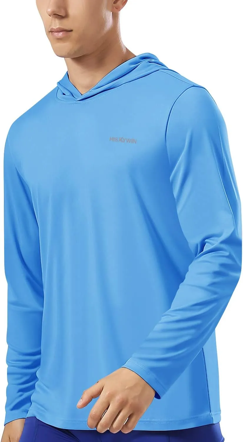 HISKYWIN Men's Long Sleeve Shirts Lightweight UPF 50  Sun Protection SPF Outdoor T-Shirts Fishing Hiking Running Tee Tops