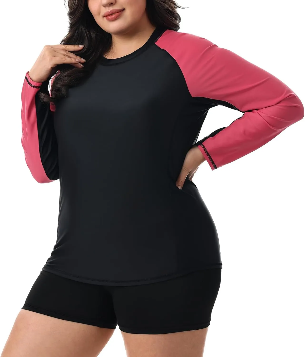 HODOSPORTS Women's Plus Size Rash Guard UPF 50  Swim Shirt Sun Protection Swimsuit Top Long Sleeve 1X-6X