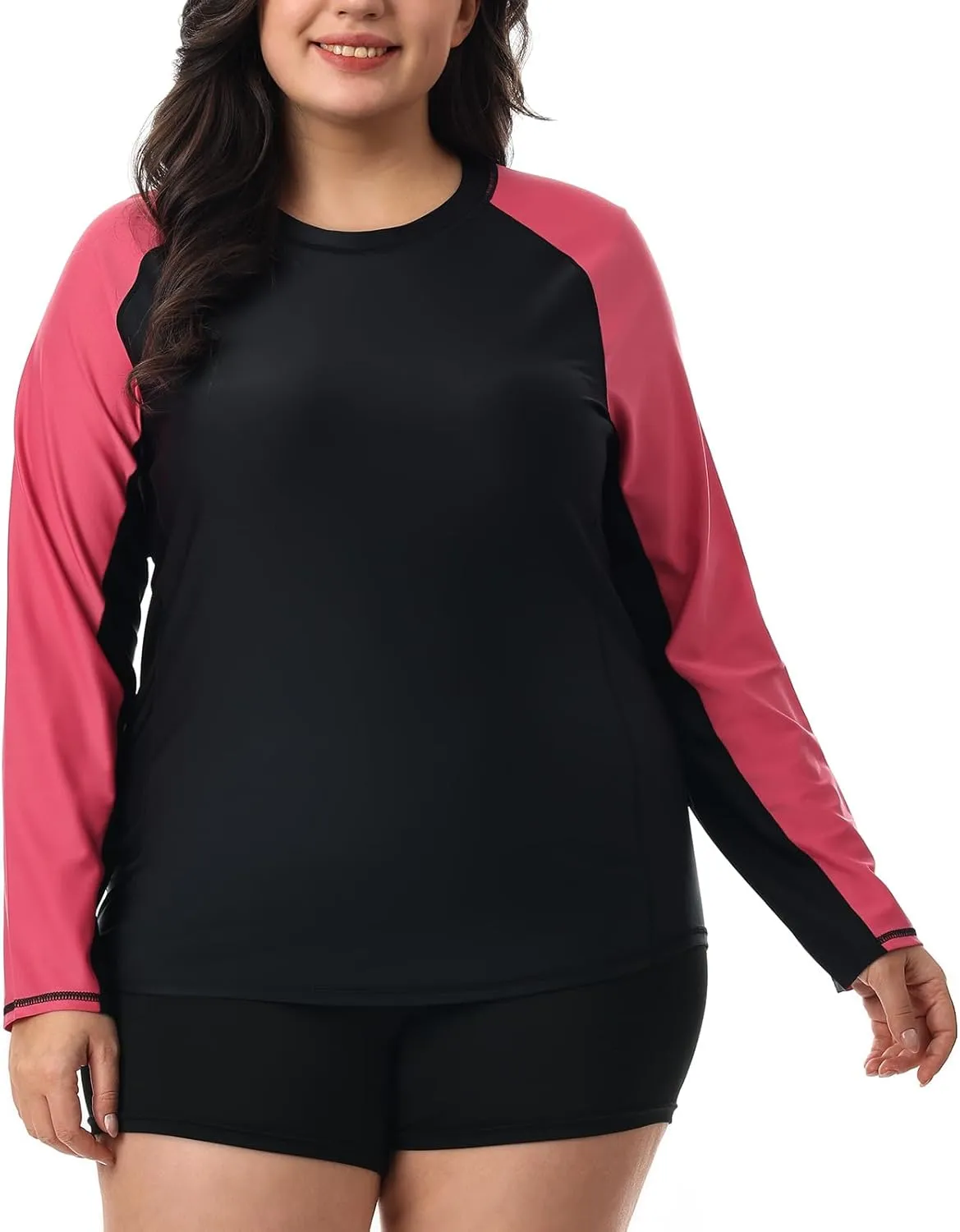 HODOSPORTS Women's Plus Size Rash Guard UPF 50  Swim Shirt Sun Protection Swimsuit Top Long Sleeve 1X-6X
