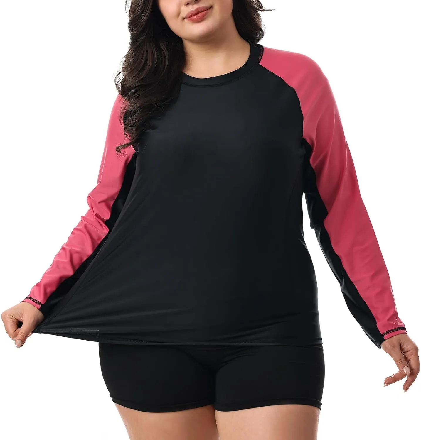 HODOSPORTS Women's Plus Size Rash Guard UPF 50  Swim Shirt Sun Protection Swimsuit Top Long Sleeve 1X-6X