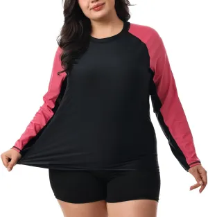 HODOSPORTS Women's Plus Size Rash Guard UPF 50  Swim Shirt Sun Protection Swimsuit Top Long Sleeve 1X-6X