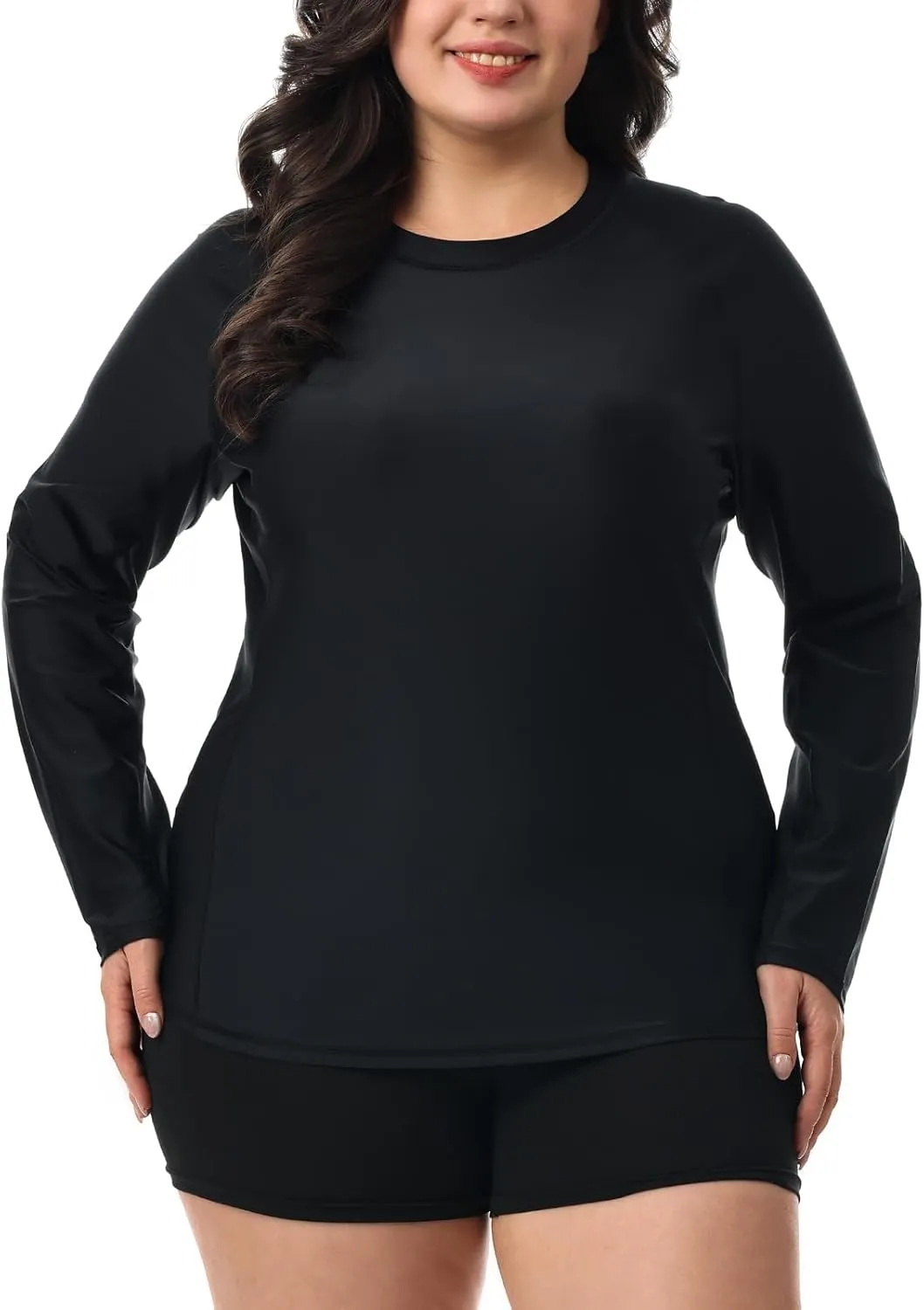 HODOSPORTS Women's Plus Size Rash Guard UPF 50  Swim Shirt Sun Protection Swimsuit Top Long Sleeve 1X-6X