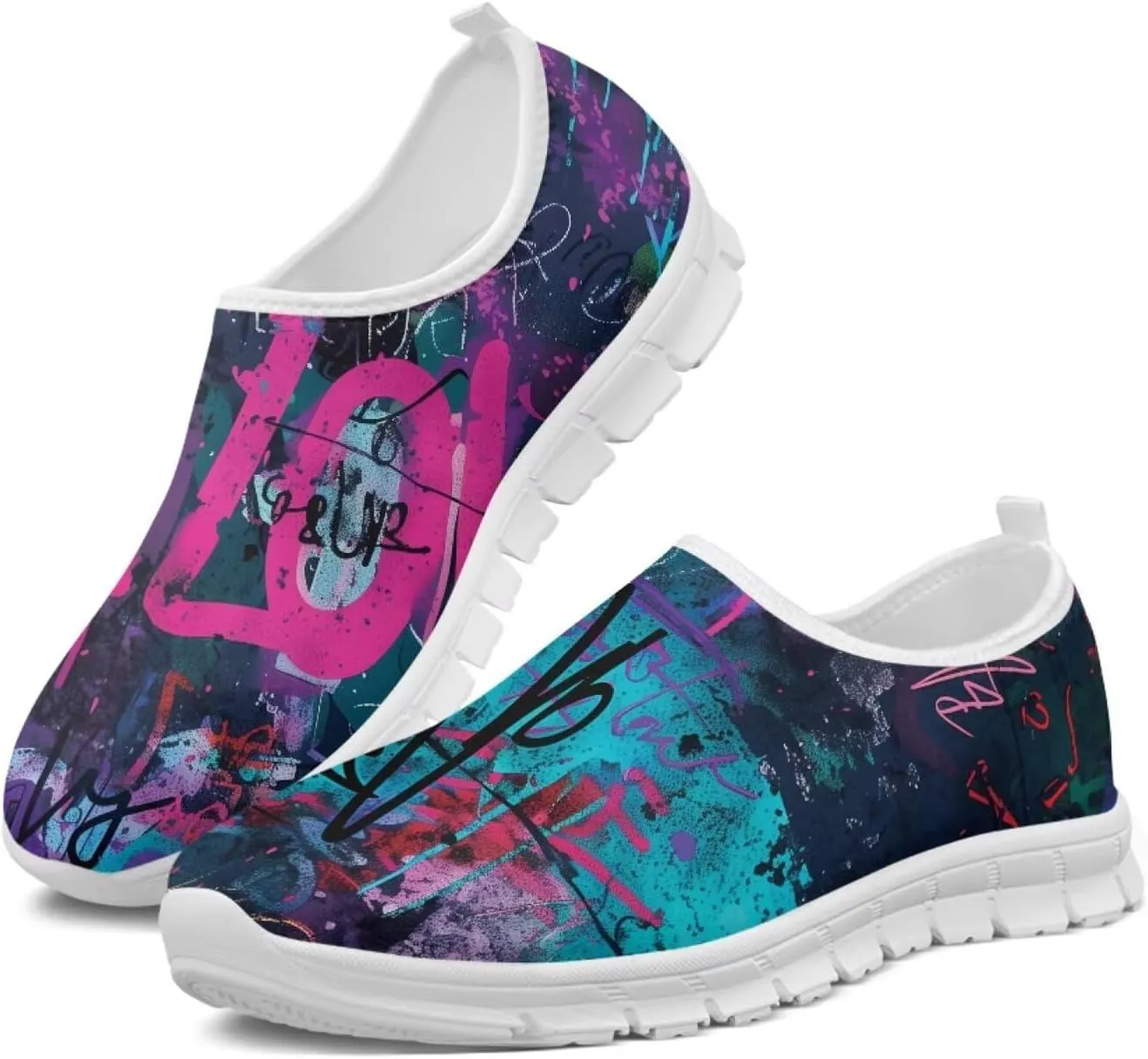 Howilath Books Print Women's Loafers & Slip-on Running Sneakers Casual Shoes Hands Free Shoes