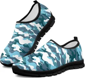 Howilath Camo Print Slip on Loafers for Women Anti-Skid Running Sneakers Fashion Trekking Shoes for Travel Camping