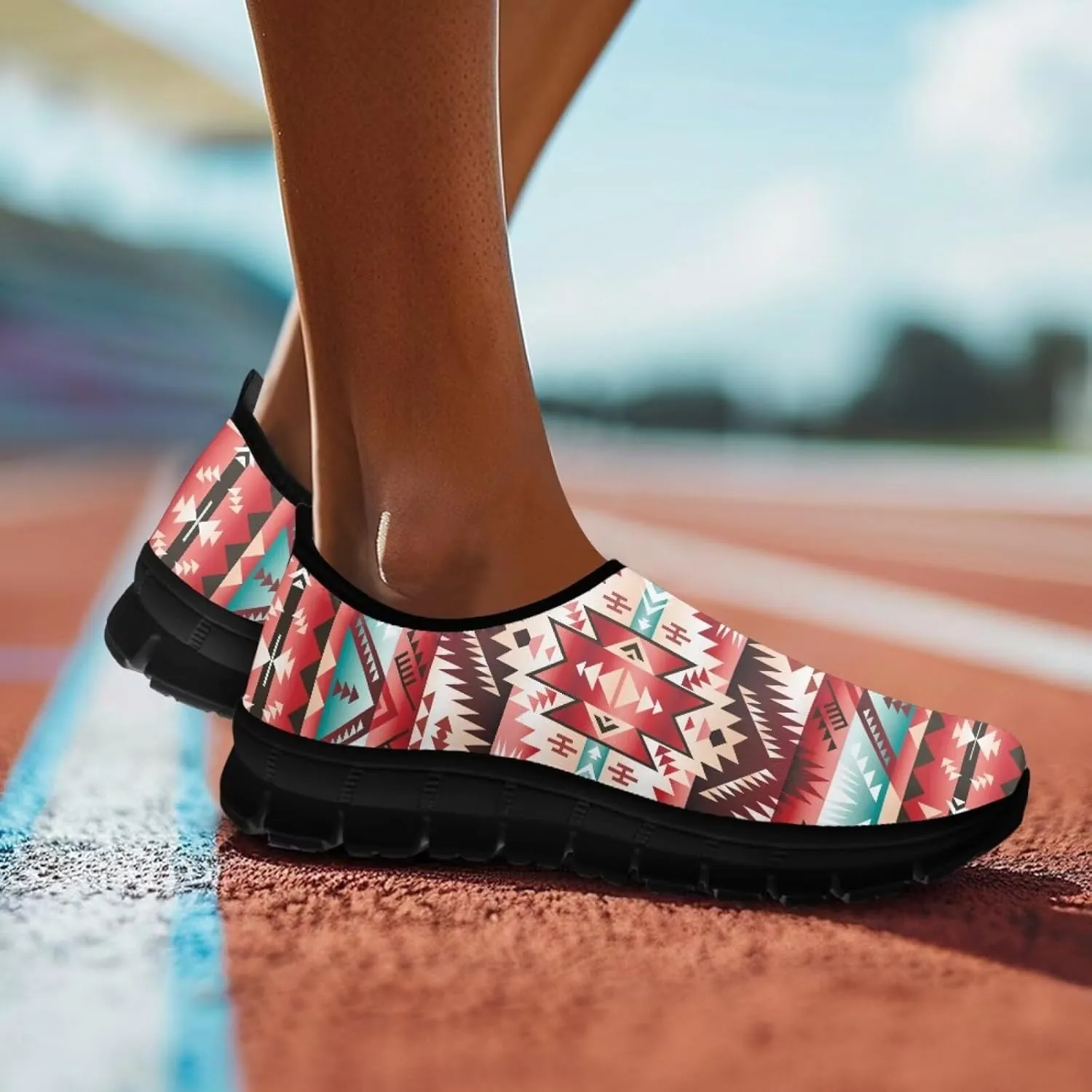 Howilath Mandala Print Slip on Loafers for Women No Laces Casual Sport Shoes Hands Free Shoes with Anti-Slip Sole