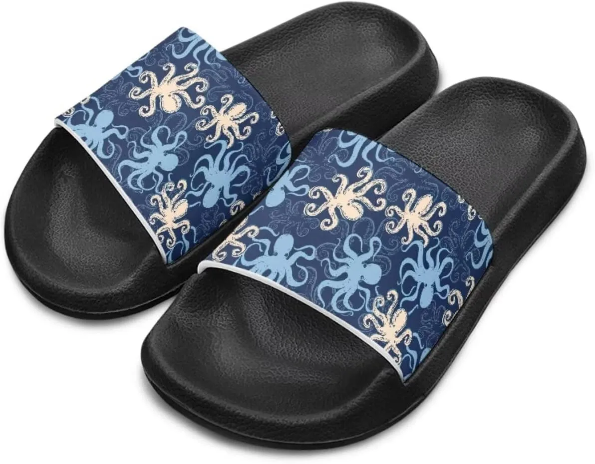Howilath Sea Animal Print Kids Slides Non-Slip Open Toe Slippers Boys and Girls Sandals Pillow Cloud Slippers with EVA Sole