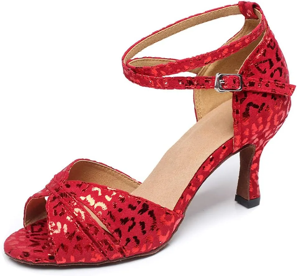 HROYL Dance Shoes for Women Latin Dance Shoes Women Ballroom Tango High Heel Women Dance Shoes,QJW6187/6200