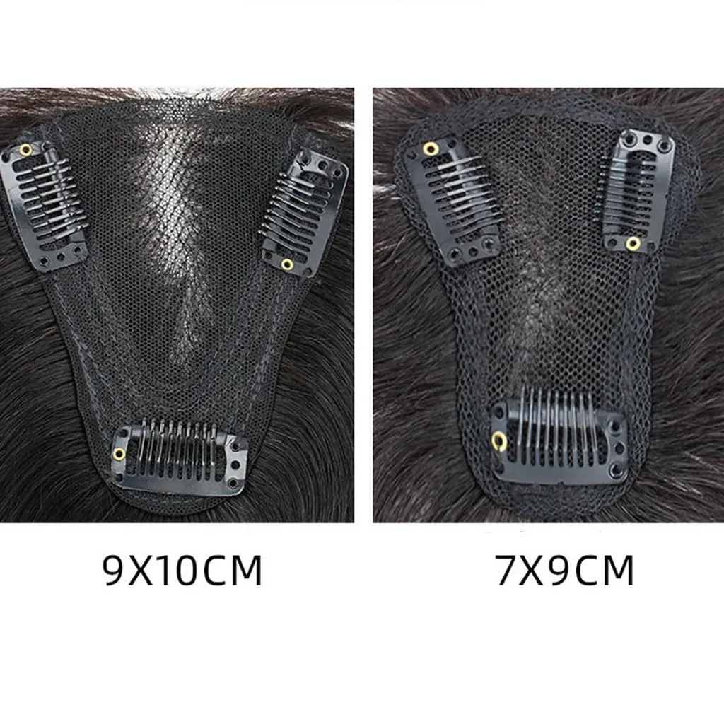 Human Hair Toppers for Women Swiss Base Clip in Topper Middle Part Straight Hair Toppers with Thinning Hair Hairpieces 7 * 9 25cm Mocha Brown