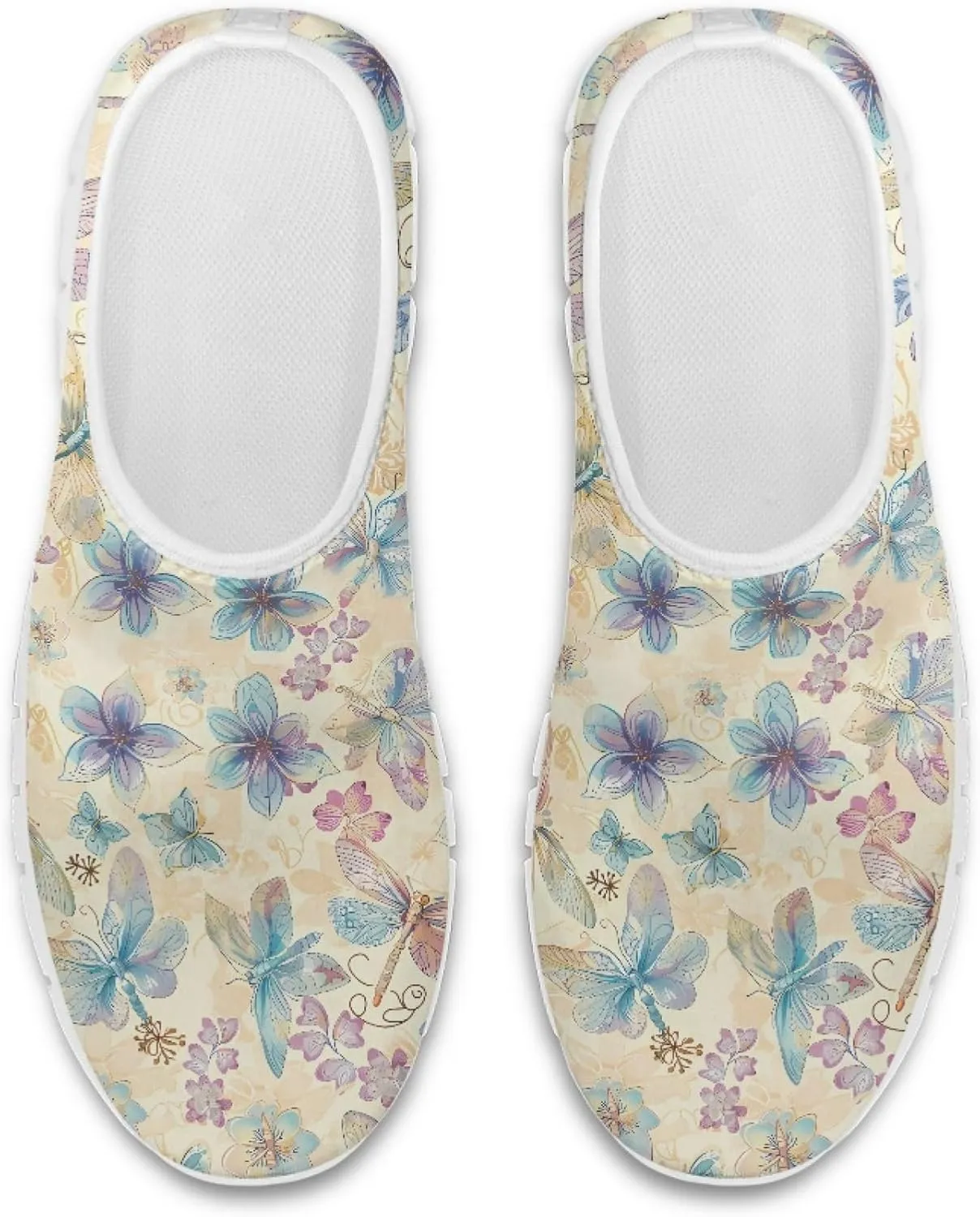 Hummingbird Floral Print Lightweight Walking Shoes for Women Mesh Casual Sneakers Size 5-10.5