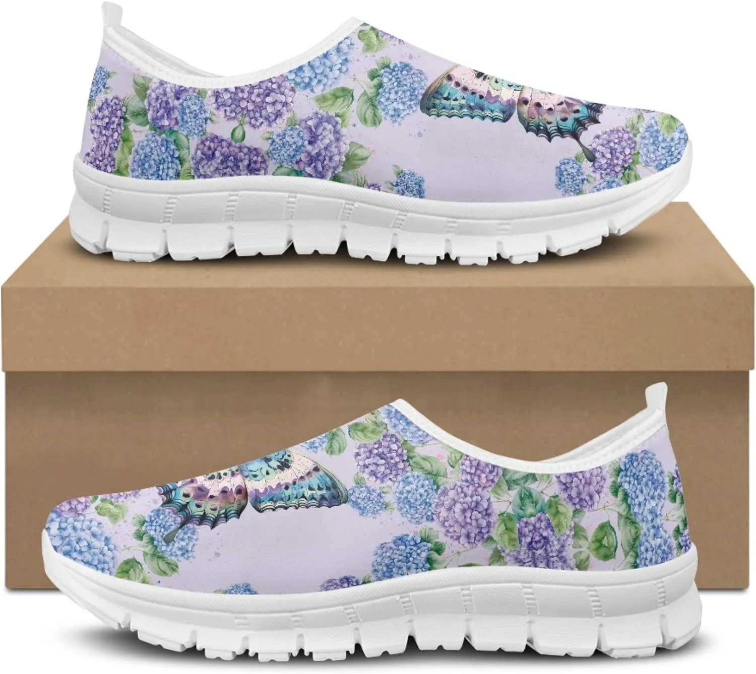 Hummingbird Floral Print Lightweight Walking Shoes for Women Mesh Casual Sneakers Size 5-10.5