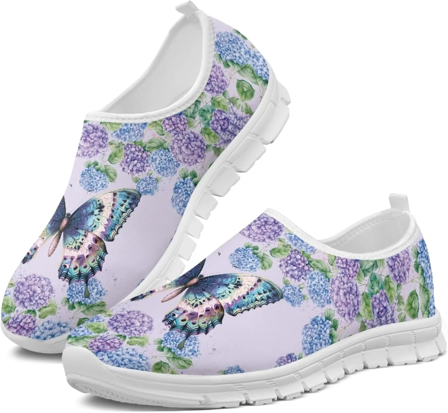 Hummingbird Floral Print Lightweight Walking Shoes for Women Mesh Casual Sneakers Size 5-10.5