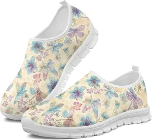 Hummingbird Floral Print Lightweight Walking Shoes for Women Mesh Casual Sneakers Size 5-10.5