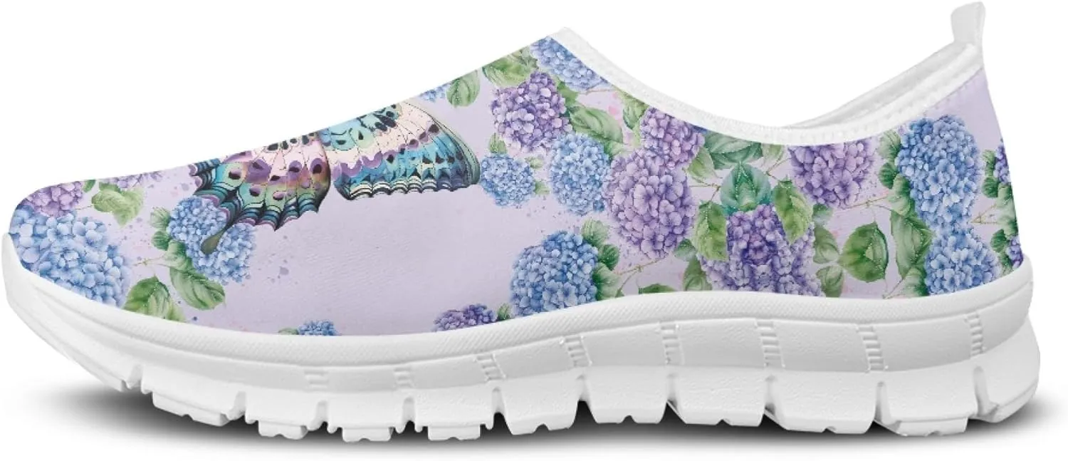 Hummingbird Floral Print Lightweight Walking Shoes for Women Mesh Casual Sneakers Size 5-10.5