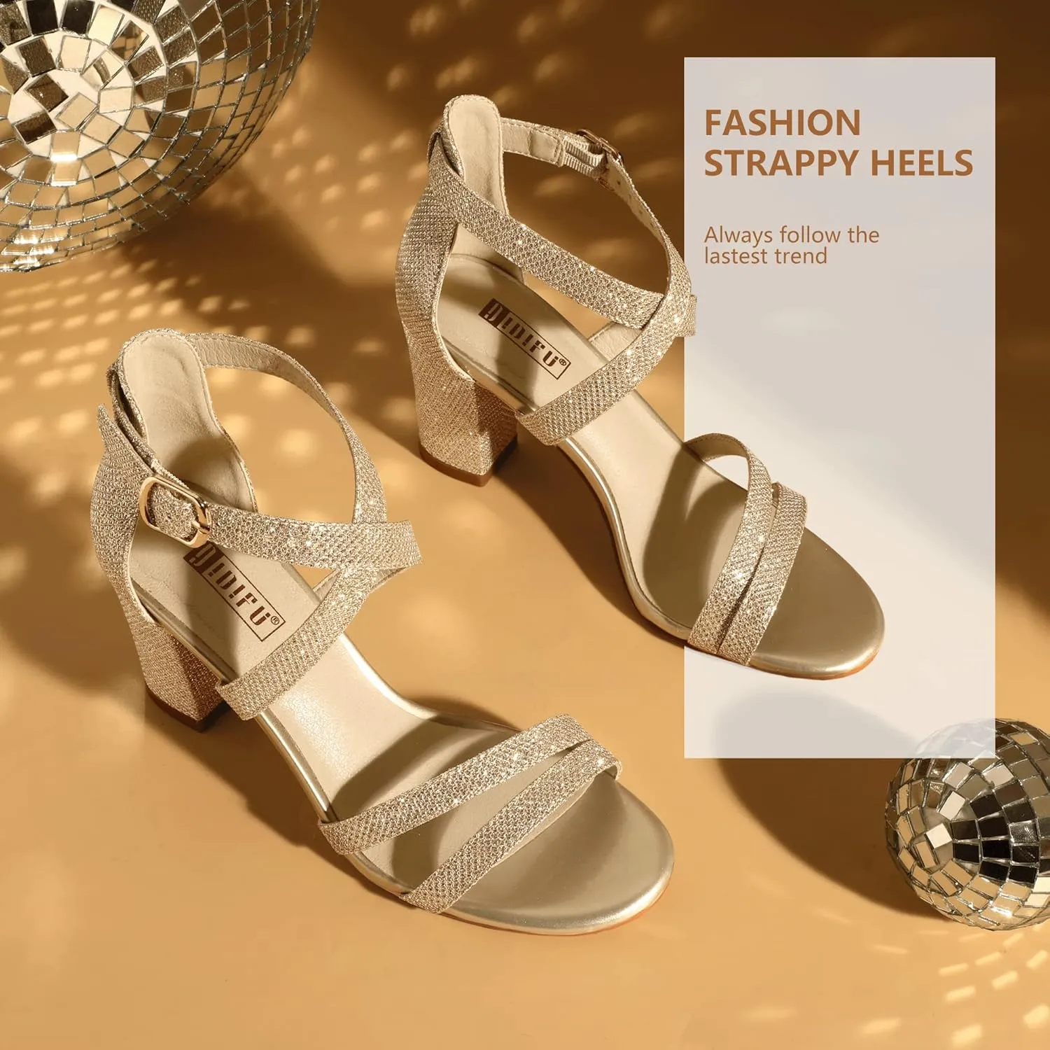 IDIFU Women's IN3 Gita Block Heel Open Toe Strappy Sandals Dress Shoes for Wedding Evening Prom