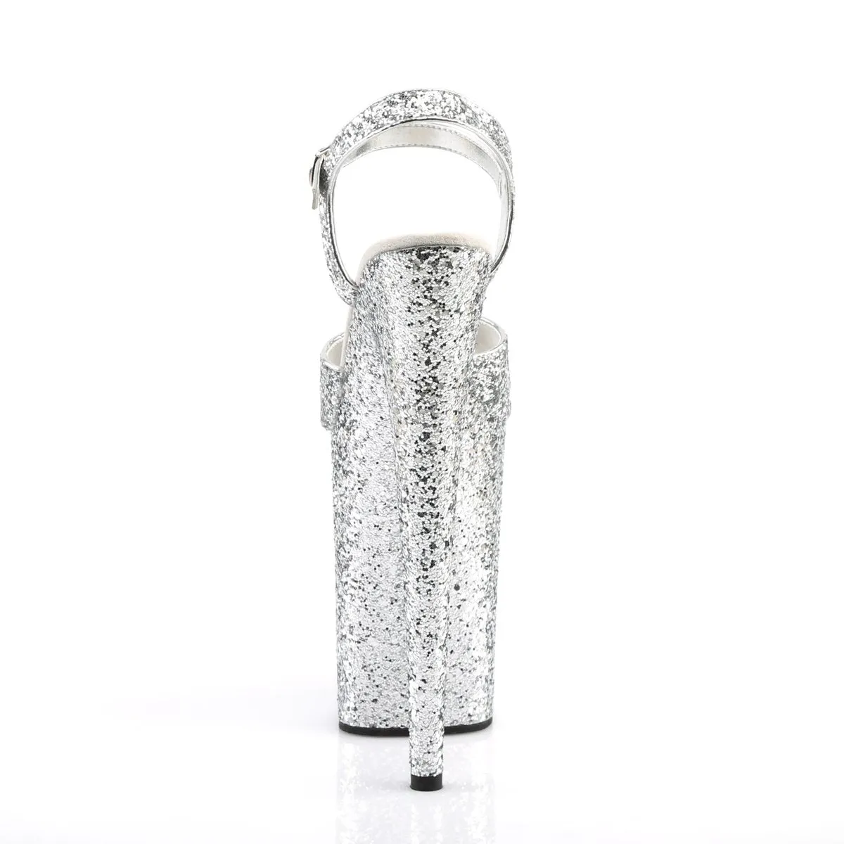 INFINITY-910LG 9" Heel Silver Glitter Pole Dancing Platforms