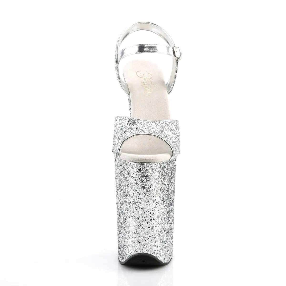 INFINITY-910LG 9" Heel Silver Glitter Pole Dancing Platforms