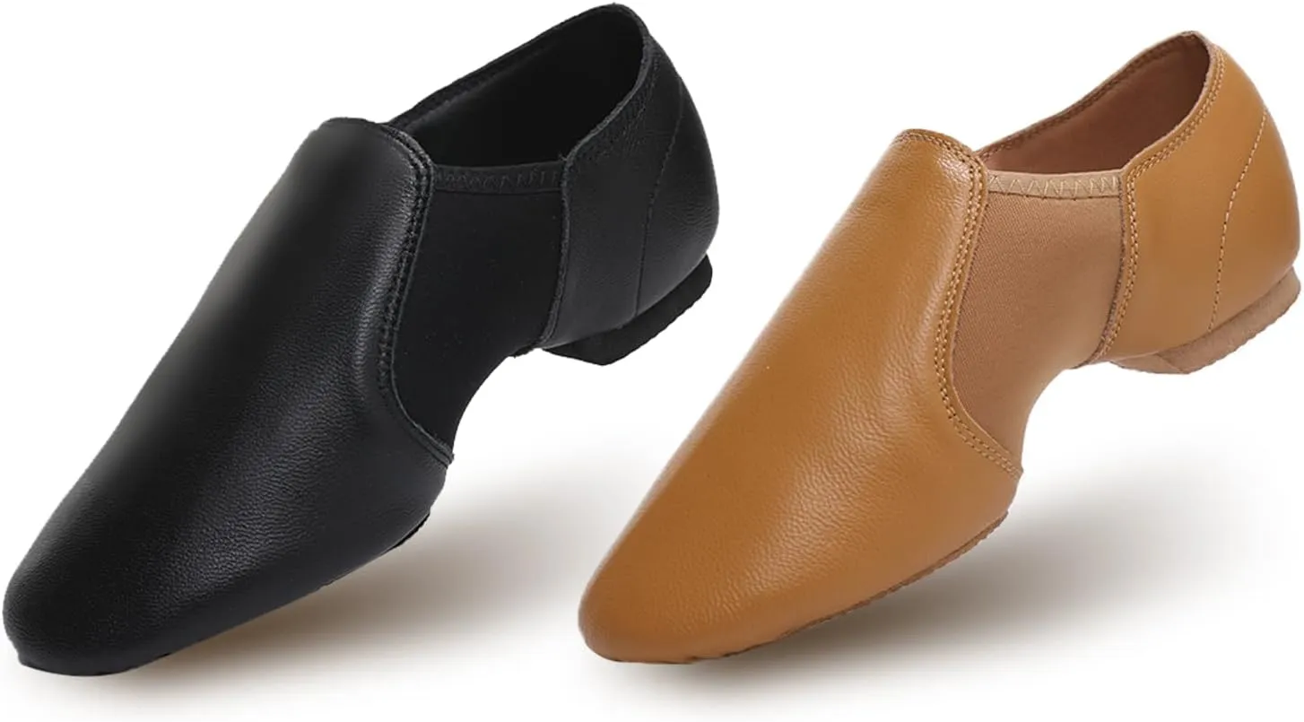 Jazz Shoes for Girls Slip-On Dance Shoes Genuine Leather Jazz Dance Shoes for Girls Boys（Little Kid/Big Kid）