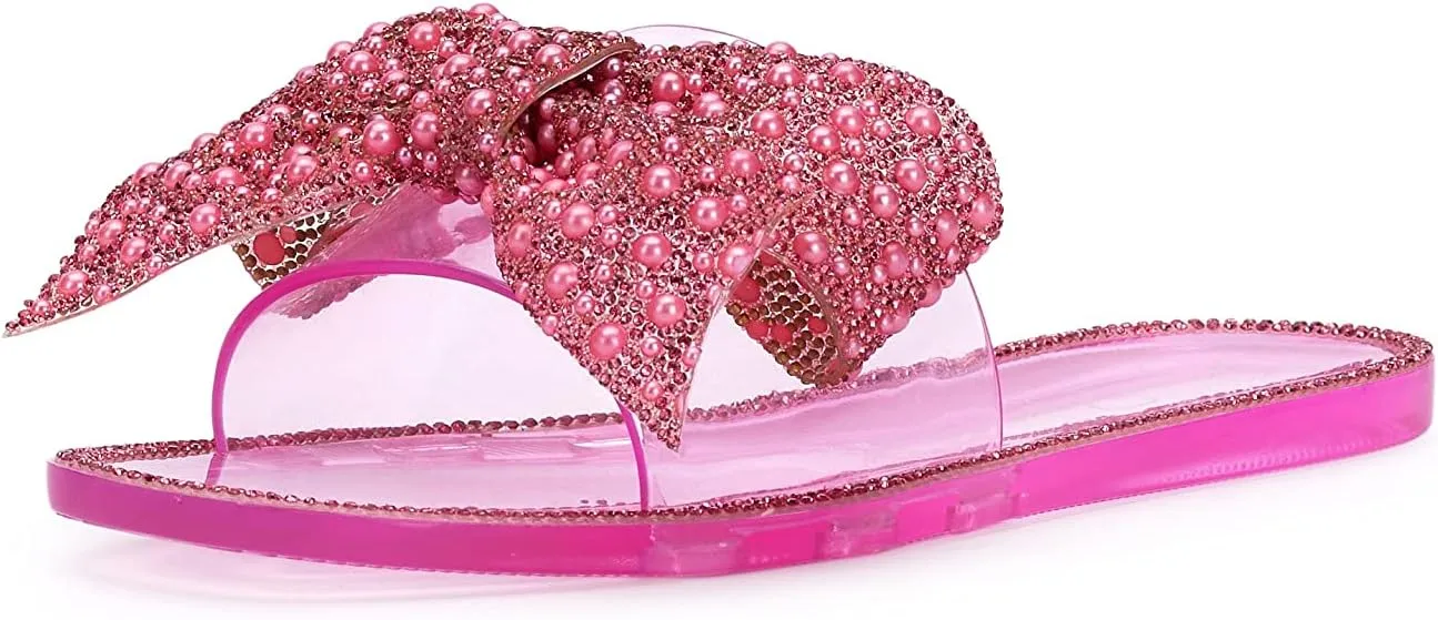 Jessica Simpson Womens Kilenya Bow Slip On Slide Sandals