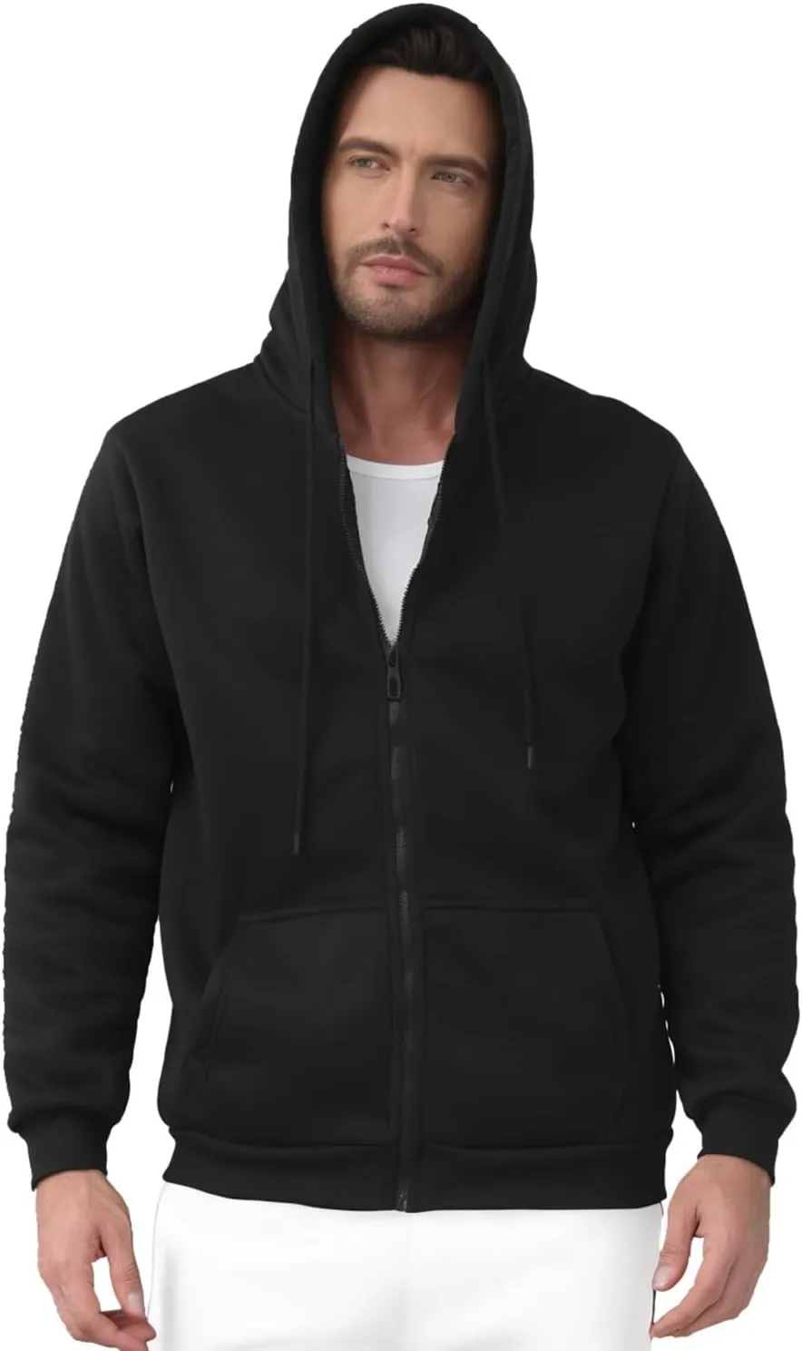 JIHUILAI Men's Fleece Hoodies with Zipper Lightweight Long Sleeve Active Mens Jackets Sports Full Zip Sweatshirts, S-3XL