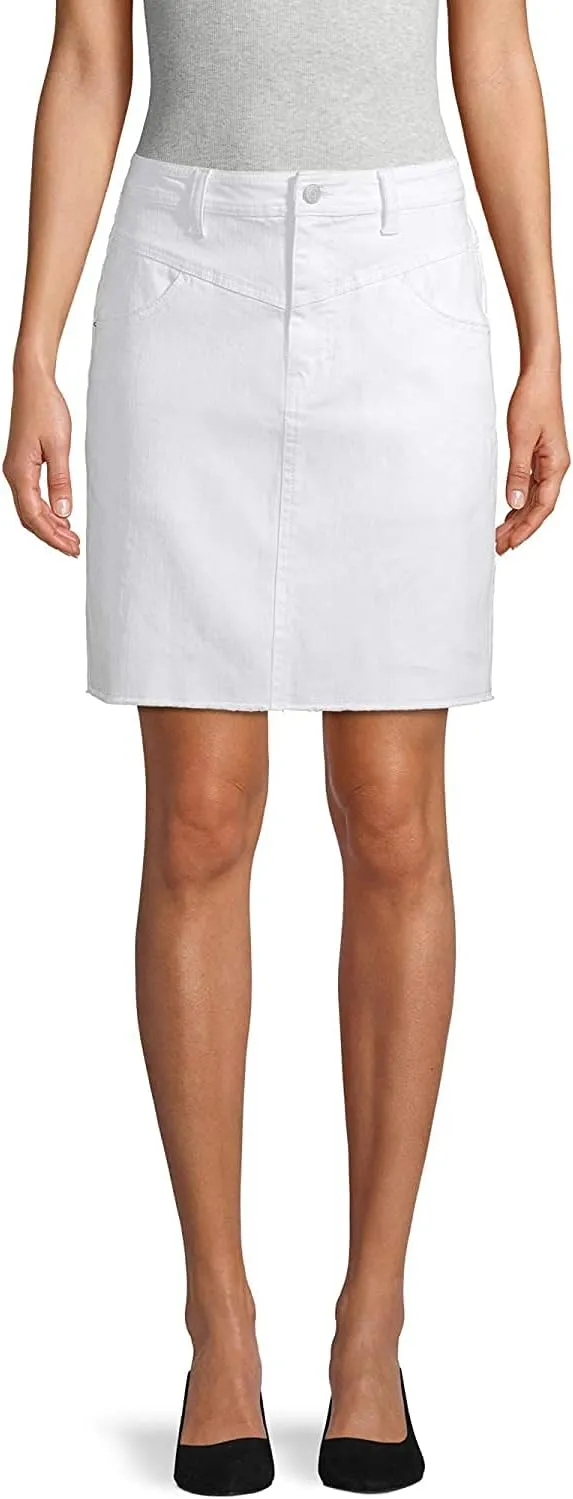 Jordache Vintage Women's Sloane Yoke Front High Rise Skirt (White)