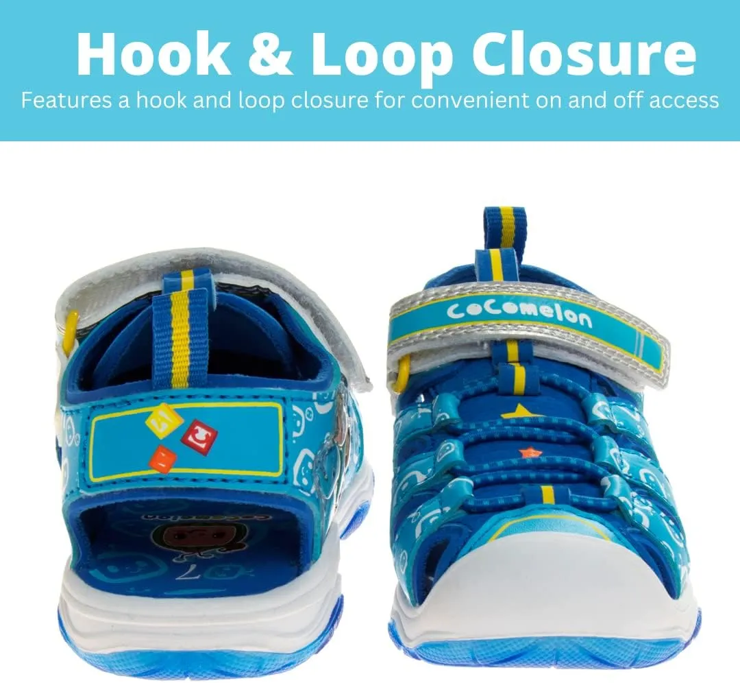 Josmo Boys Girls Cocomelon Shoes-Summer Light Up closed toe fisherman sandals - JJ kids water Beach Strap Outdoor Slides Sport Character Slip-on Quick Dry Waterproof (Toddler/Little Kid)