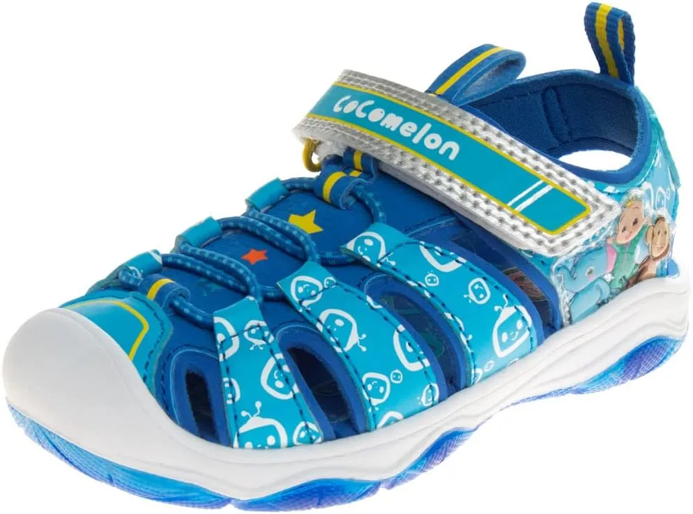 Josmo Boys Girls Cocomelon Shoes-Summer Light Up closed toe fisherman sandals - JJ kids water Beach Strap Outdoor Slides Sport Character Slip-on Quick Dry Waterproof (Toddler/Little Kid)