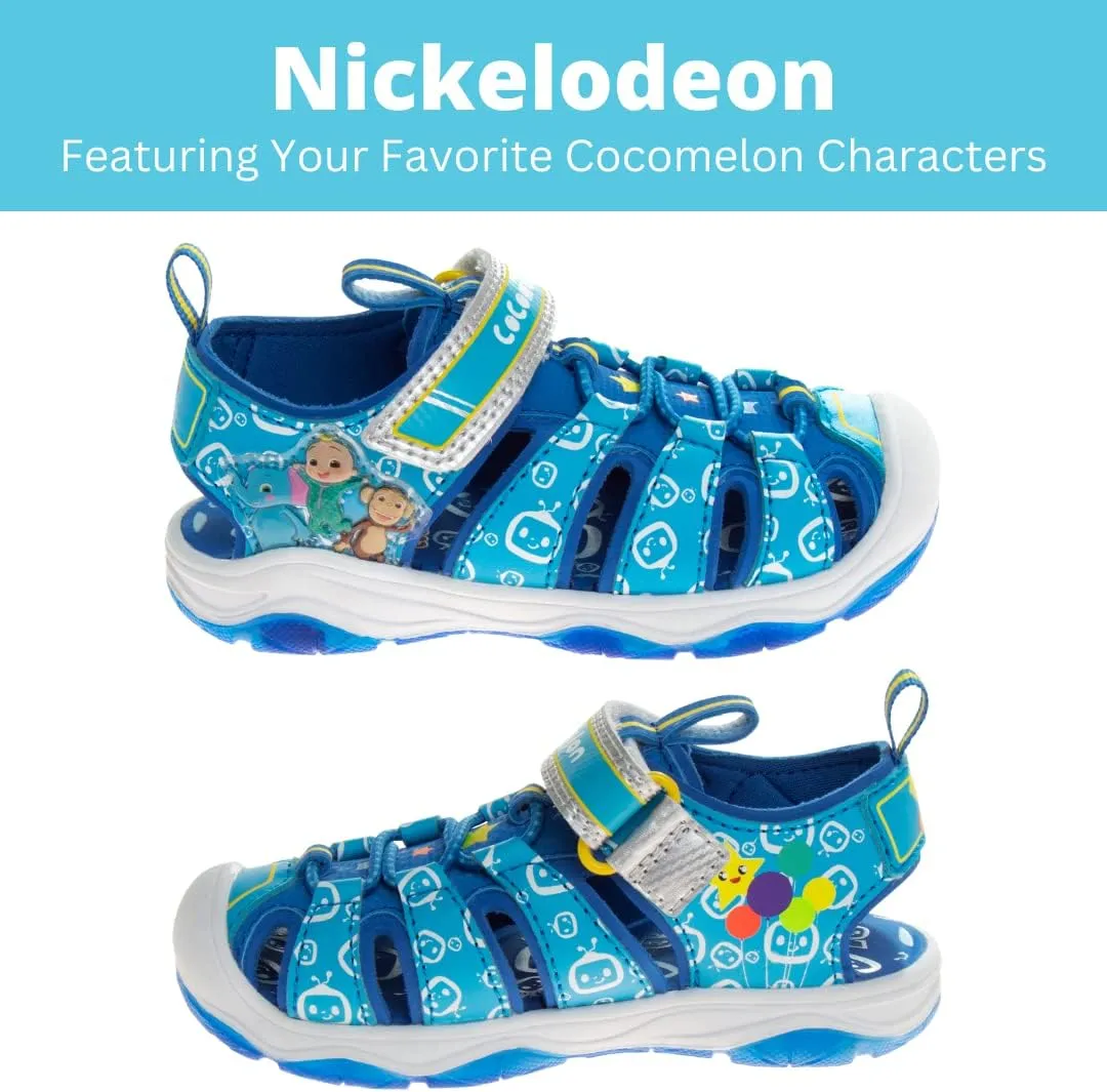 Josmo Boys Girls Cocomelon Shoes-Summer Light Up closed toe fisherman sandals - JJ kids water Beach Strap Outdoor Slides Sport Character Slip-on Quick Dry Waterproof (Toddler/Little Kid)