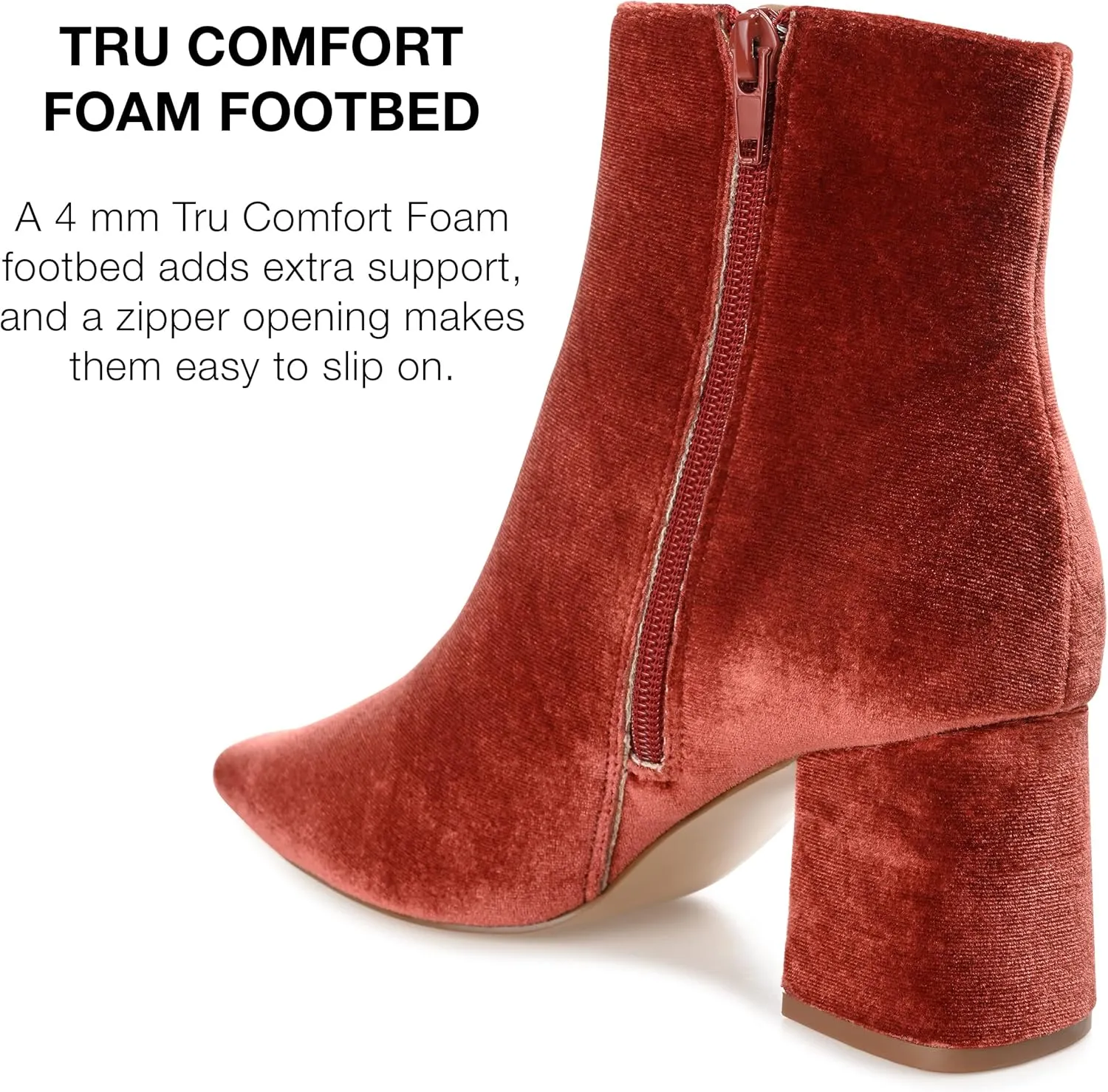 Journee Collection Womens Hazara Velvet Cushioned Footbed Ankle Boots