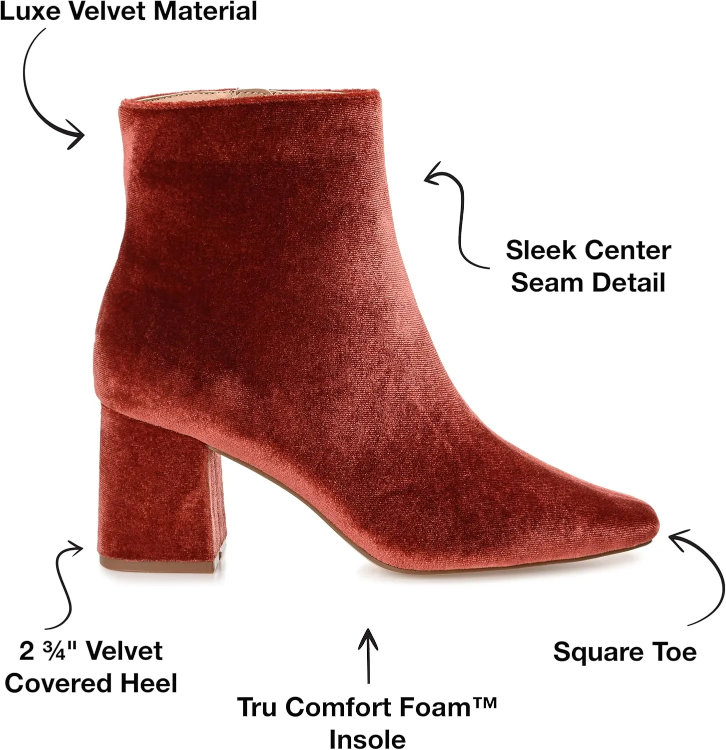 Journee Collection Womens Hazara Velvet Cushioned Footbed Ankle Boots