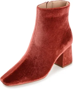 Journee Collection Womens Hazara Velvet Cushioned Footbed Ankle Boots