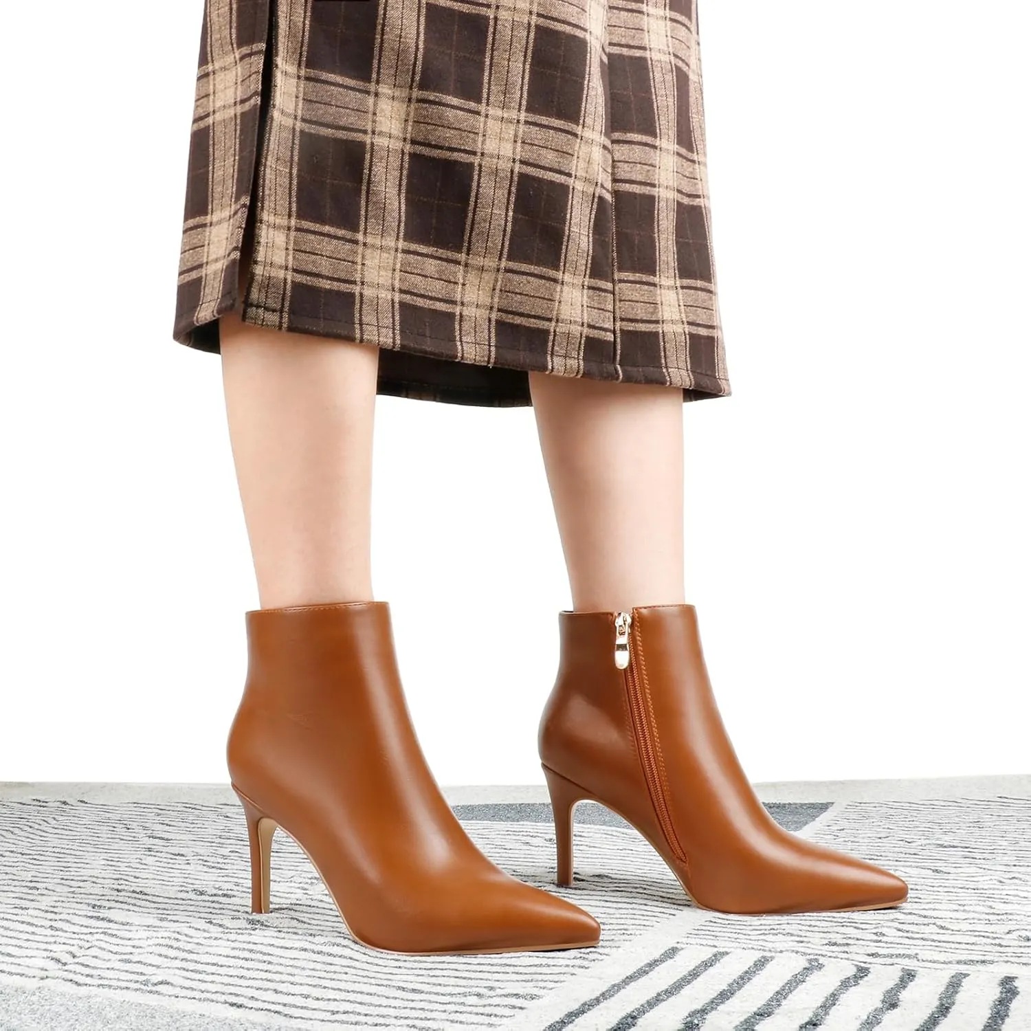 JOY IN LOVE Women's Ankle Boots Middle Heel Pointed Toe Stiletto Boots