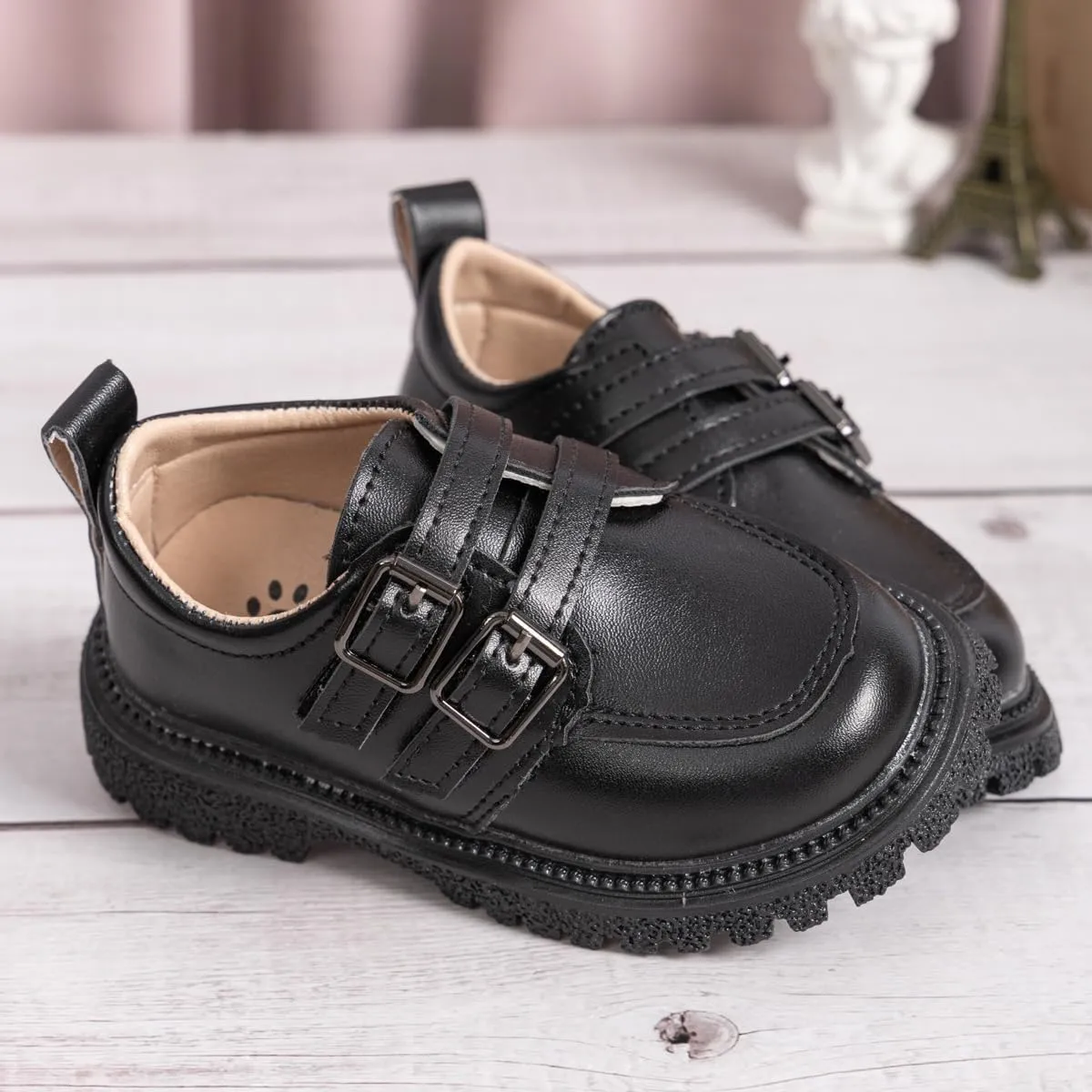 Kannior Boys Girls Oxford PU Leather Shoes Little Kid Wedding Dress Shoes Toddler Lace Up Non-Slip Texture Sole Loafer Flats Classic School Uniform Walking Shoes