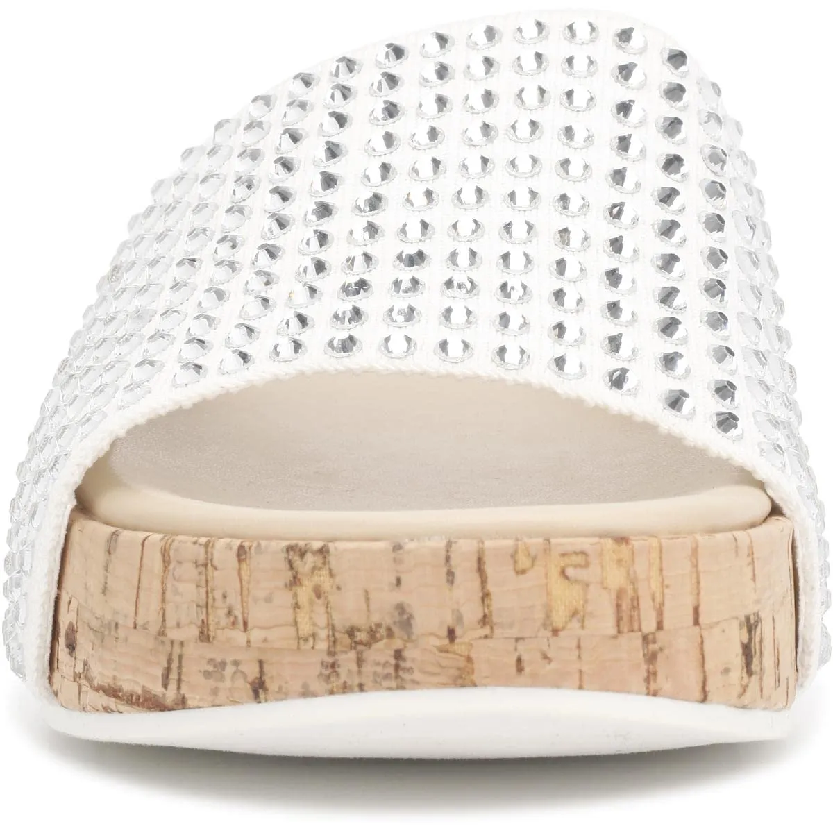 Kenneth Cole Reaction Women's Women's Maila Stretch Jewel Slide Sandal Wedge, White, 5