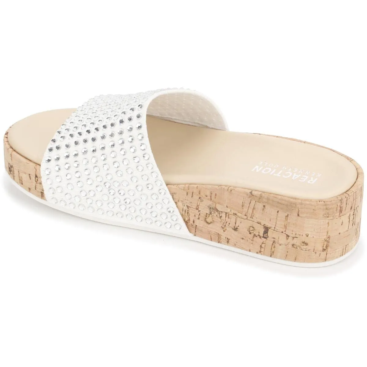 Kenneth Cole Reaction Women's Women's Maila Stretch Jewel Slide Sandal Wedge, White, 5