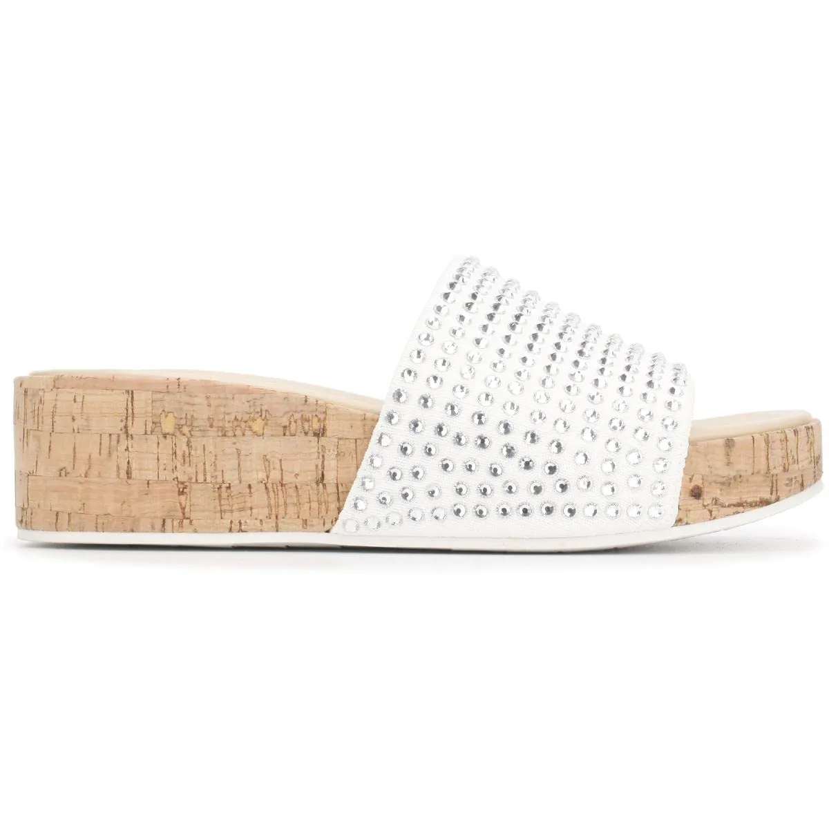 Kenneth Cole Reaction Women's Women's Maila Stretch Jewel Slide Sandal Wedge, White, 5