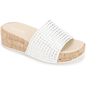 Kenneth Cole Reaction Women's Women's Maila Stretch Jewel Slide Sandal Wedge, White, 5