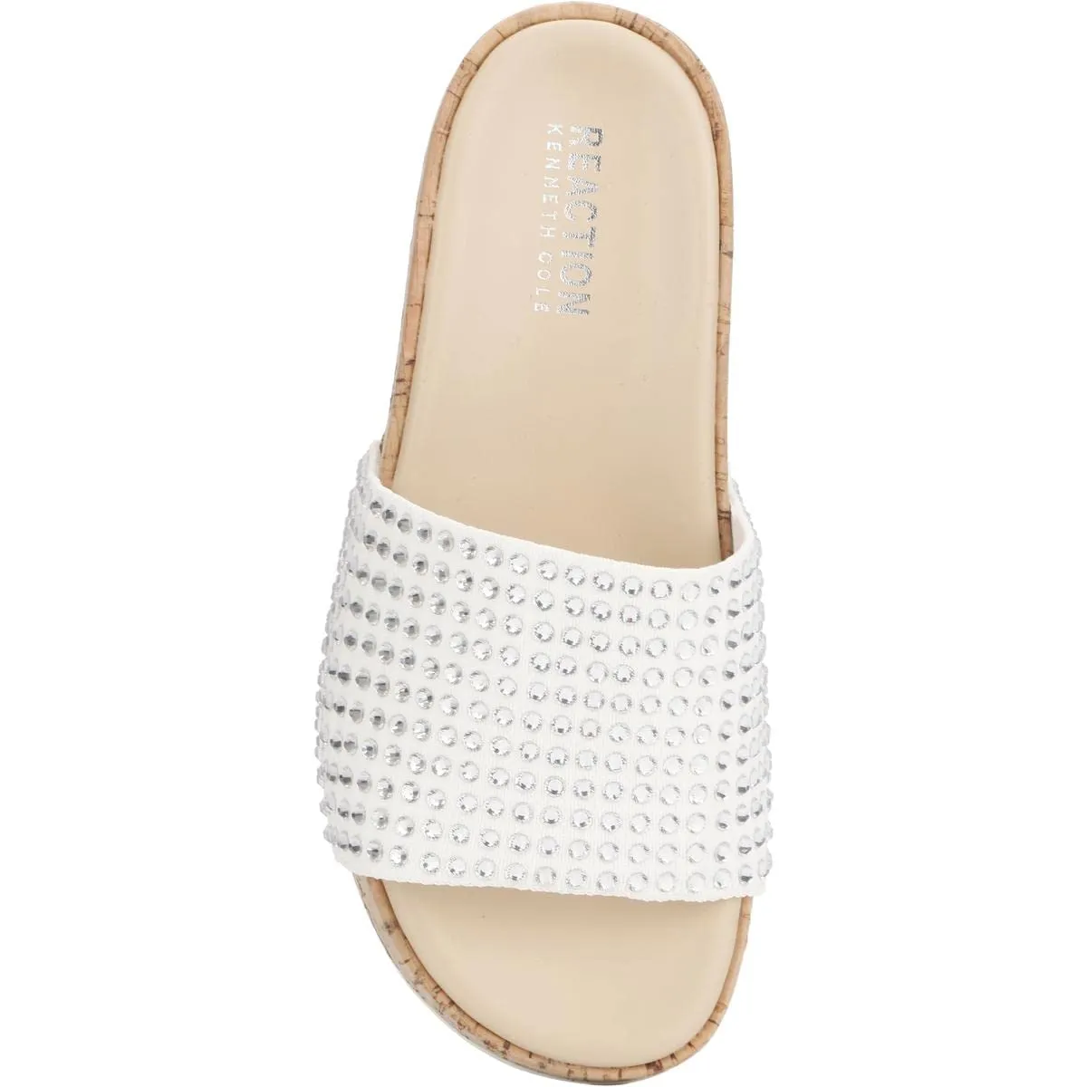 Kenneth Cole Reaction Women's Women's Maila Stretch Jewel Slide Sandal Wedge, White, 5